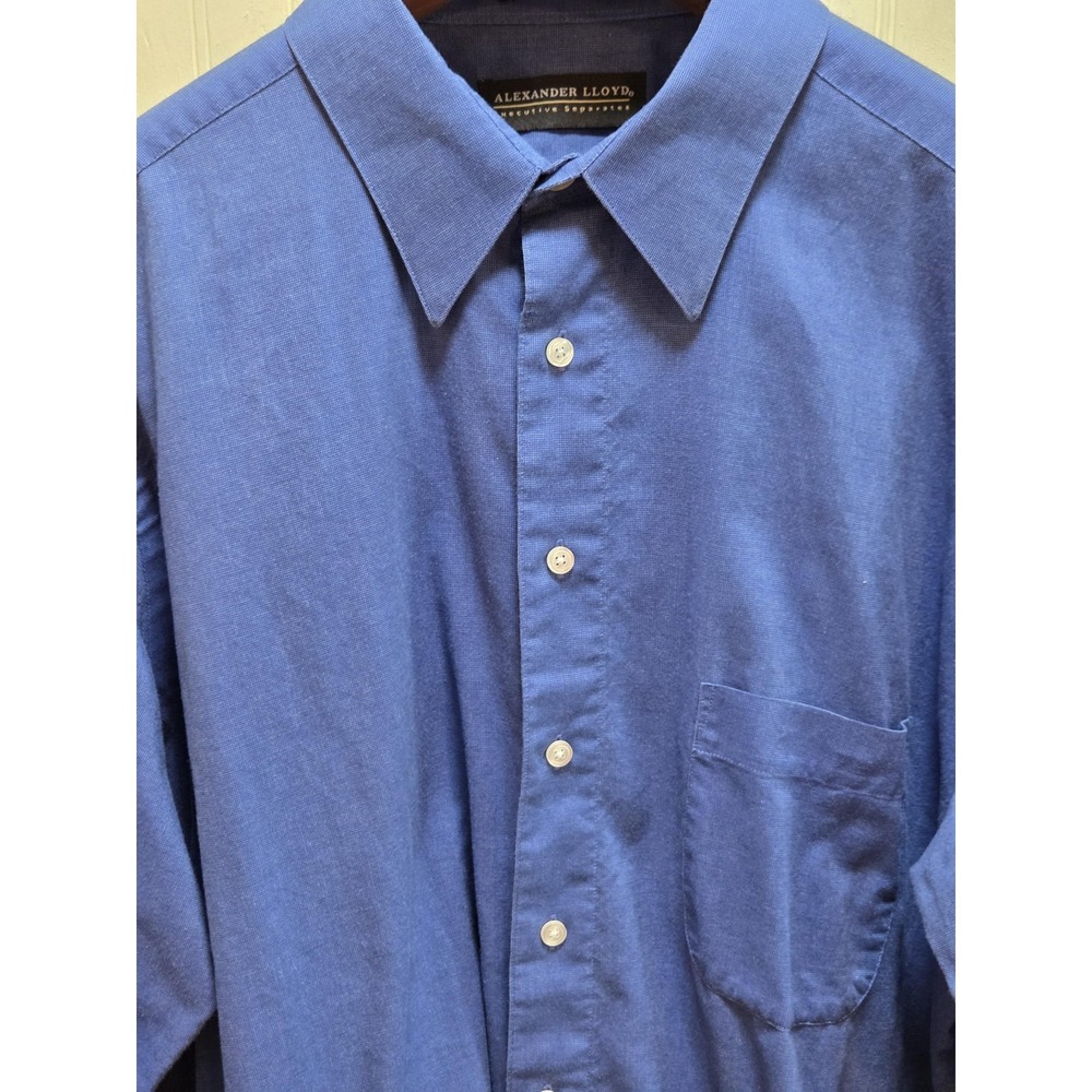 Alexander Lloyd Shirt Mens 18 Tall 35/36 Blue Button Front Dress Long Sleeve‎